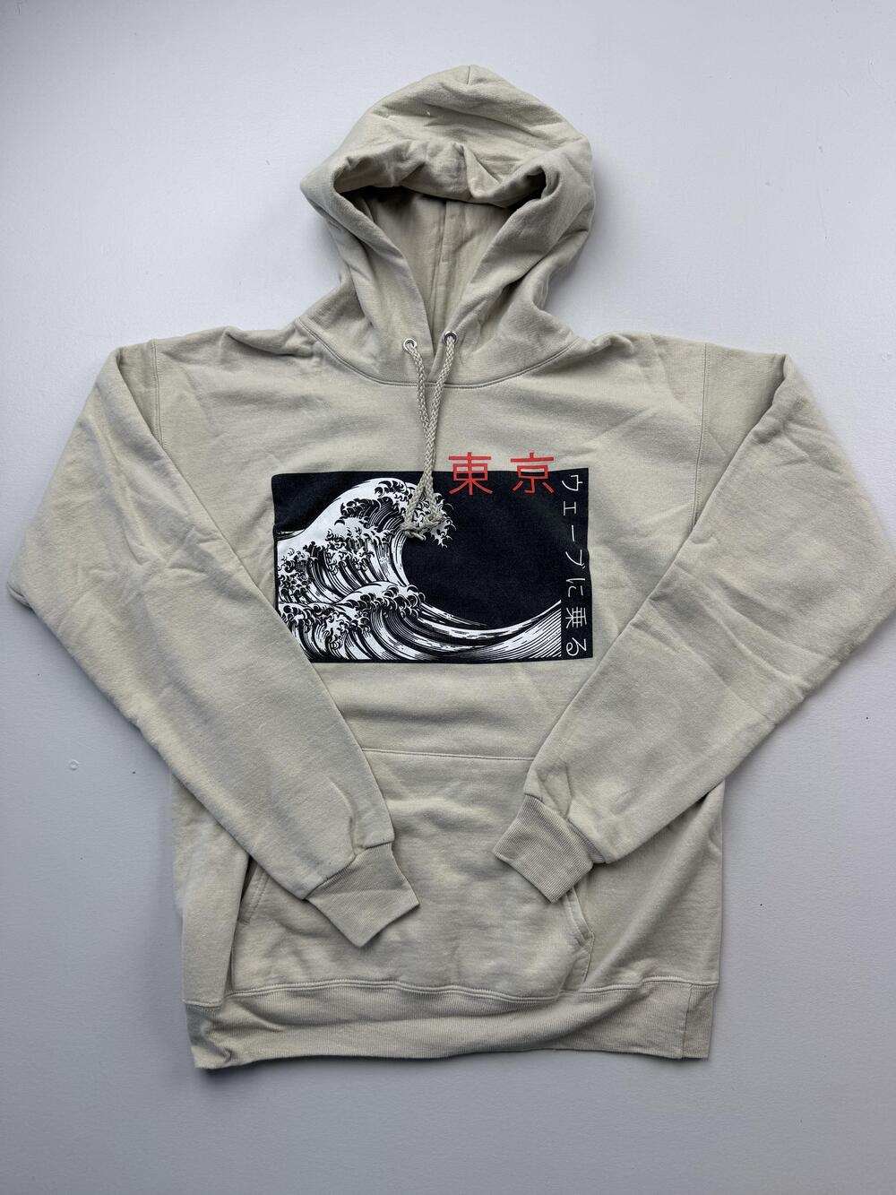 Artist Union Clothing Co Hoodie Sweatshirt Mens Small Beige Fleece Tokyo Graphic